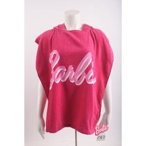 Zara Kids BARBIE™ Mattel Terrycloth Poncho Swim Coverup M hooded Towel 7096/643